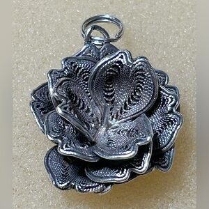 Silver Filigree Flower Pendant